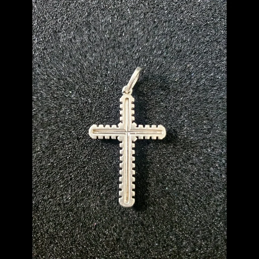 Men Women 925 Sterling Silver Micro Pave Cubic Zirconia Cross Pendant - Picture 3 of 11
